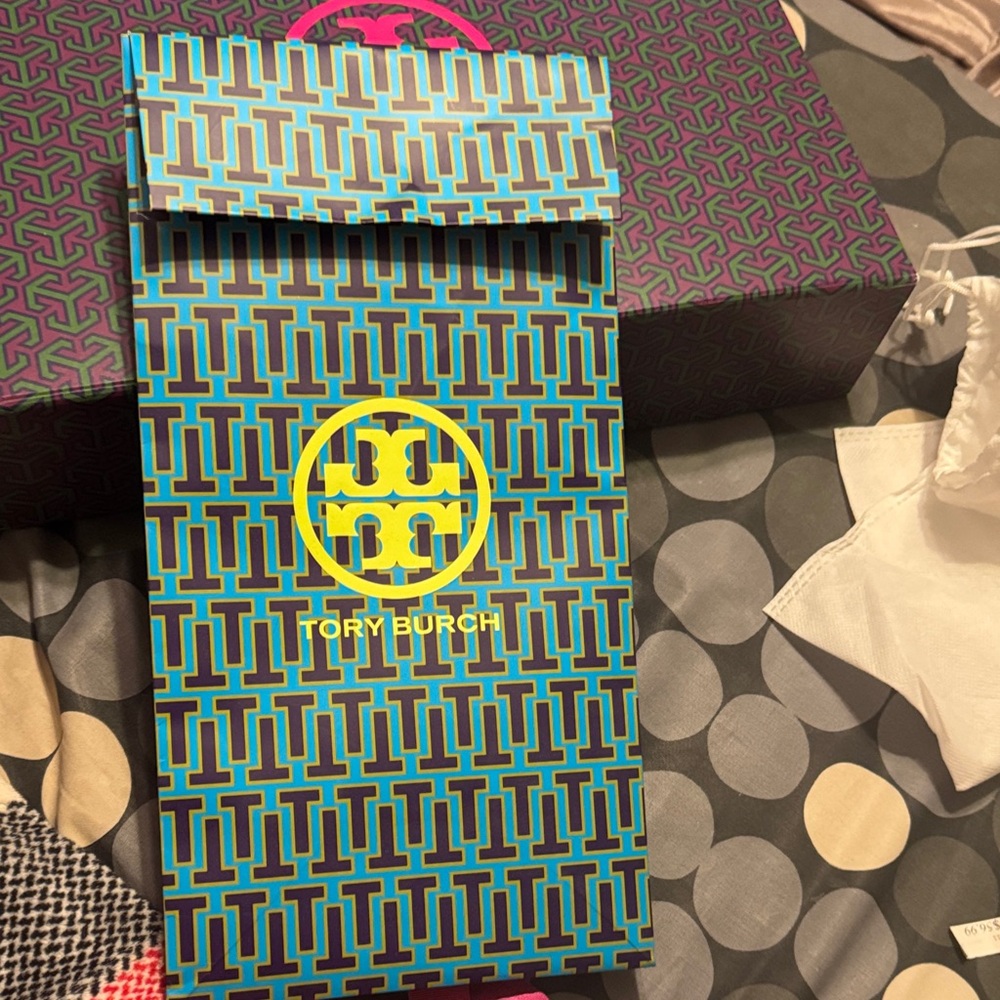 Tory Burch Blue & Yellow Geometric Gift Bag